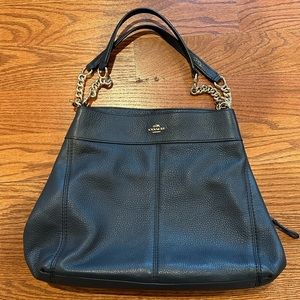 Charcoal black coach shoulder bag
